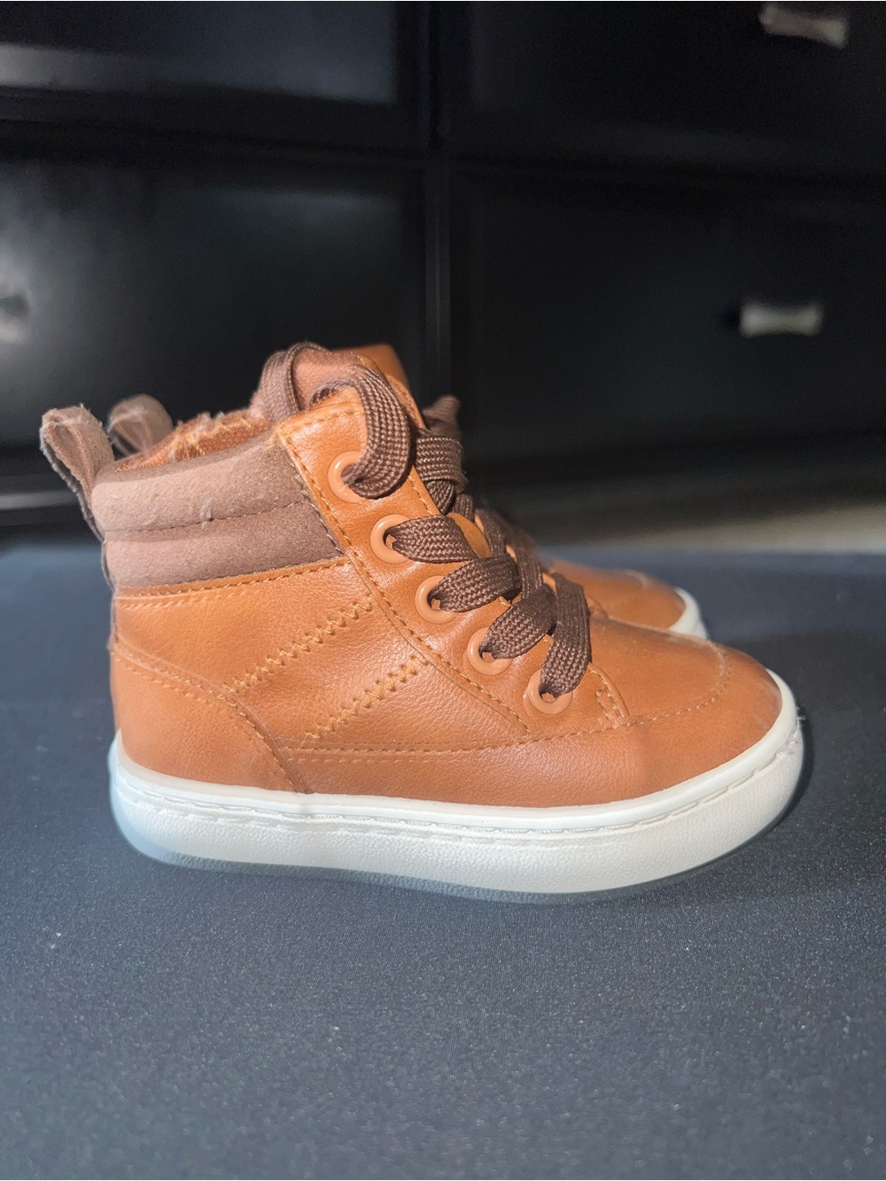 Kids Brown High-Top Sneakers - Casual Everyday Shoes - Picture 4 of 4